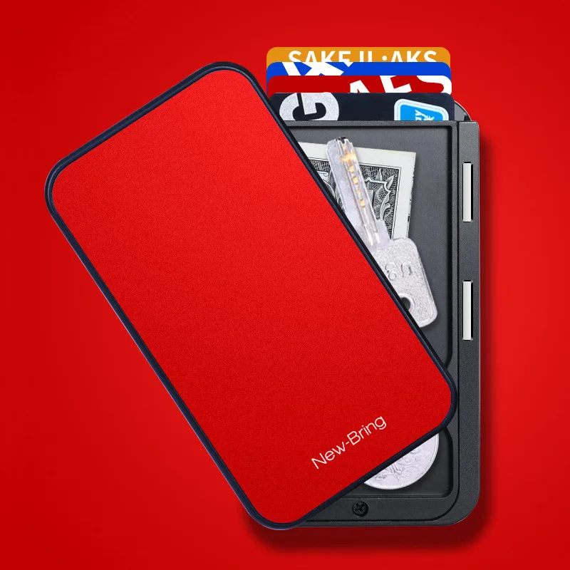 1PC New Metal Card Case Carbon Fiber Ultra-thin Card Holder Anti-theft Magnetic Suction Automatic Displacement Card Box