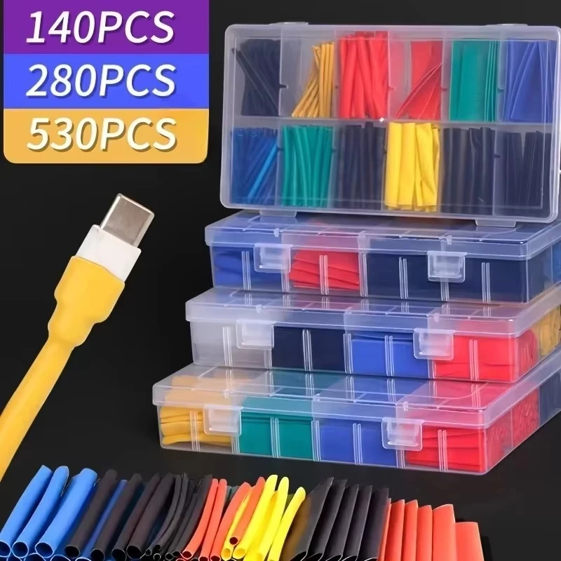 أنابيب الانكماش الحراري أنبوب مقاوم للحرارة طقم تغليف الانكماش الحراري سلك توصيل كهربائي كابل التغطيه العازل #2