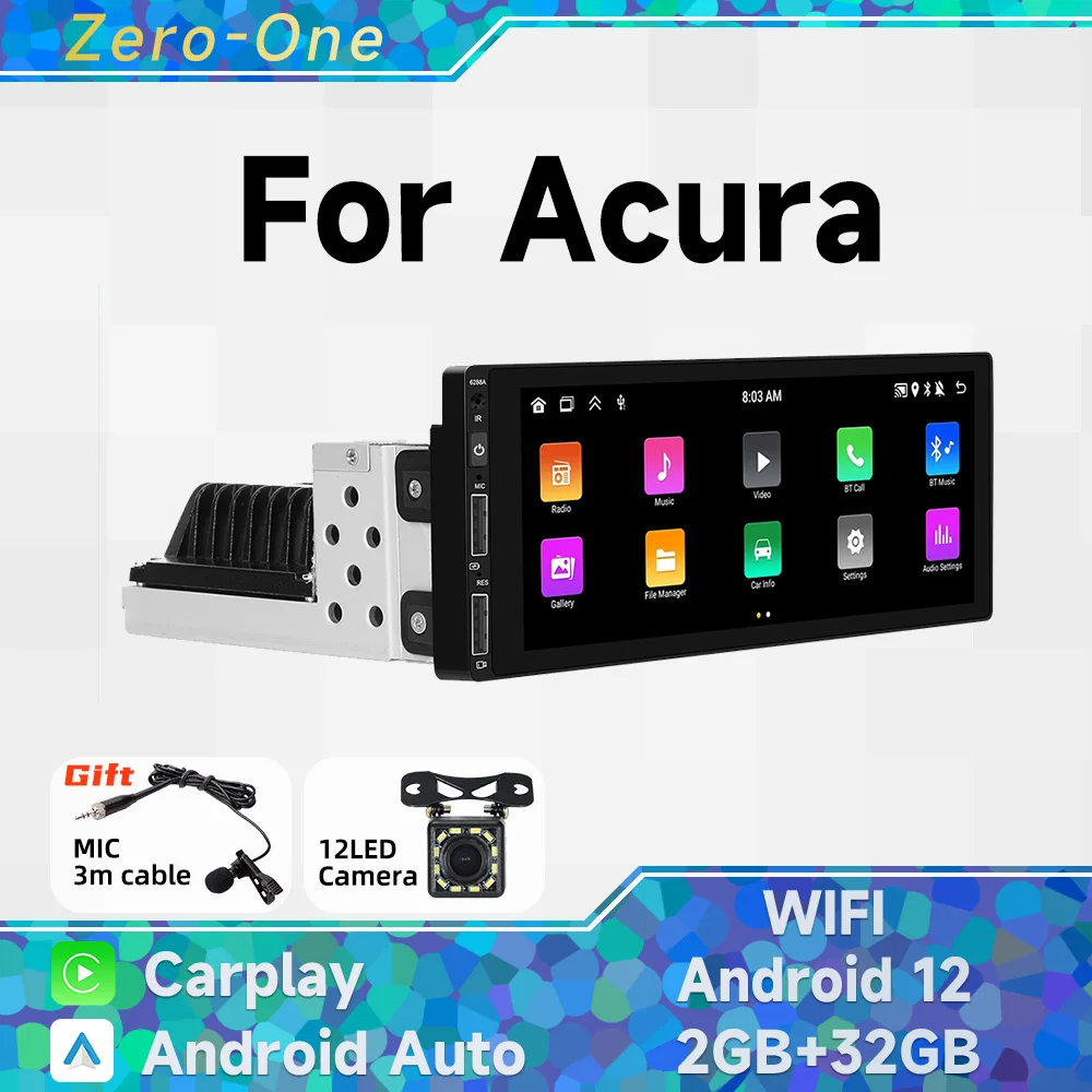 

1 Din Radio Android 13 Car Multimedia for Acura Universal 6.9 Inch Screen Stereo Head Unit Wireless Carplay Autoradio GPS WiFi