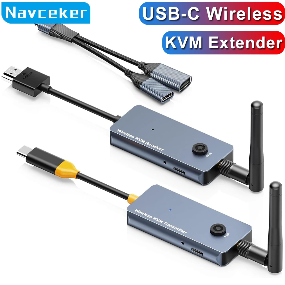 200m HDMI Wireless Transmitter And Receiver 1080P Type c Wireless Video TV Stick 100W PD KVM Extender For Camera Laptop PC to TV