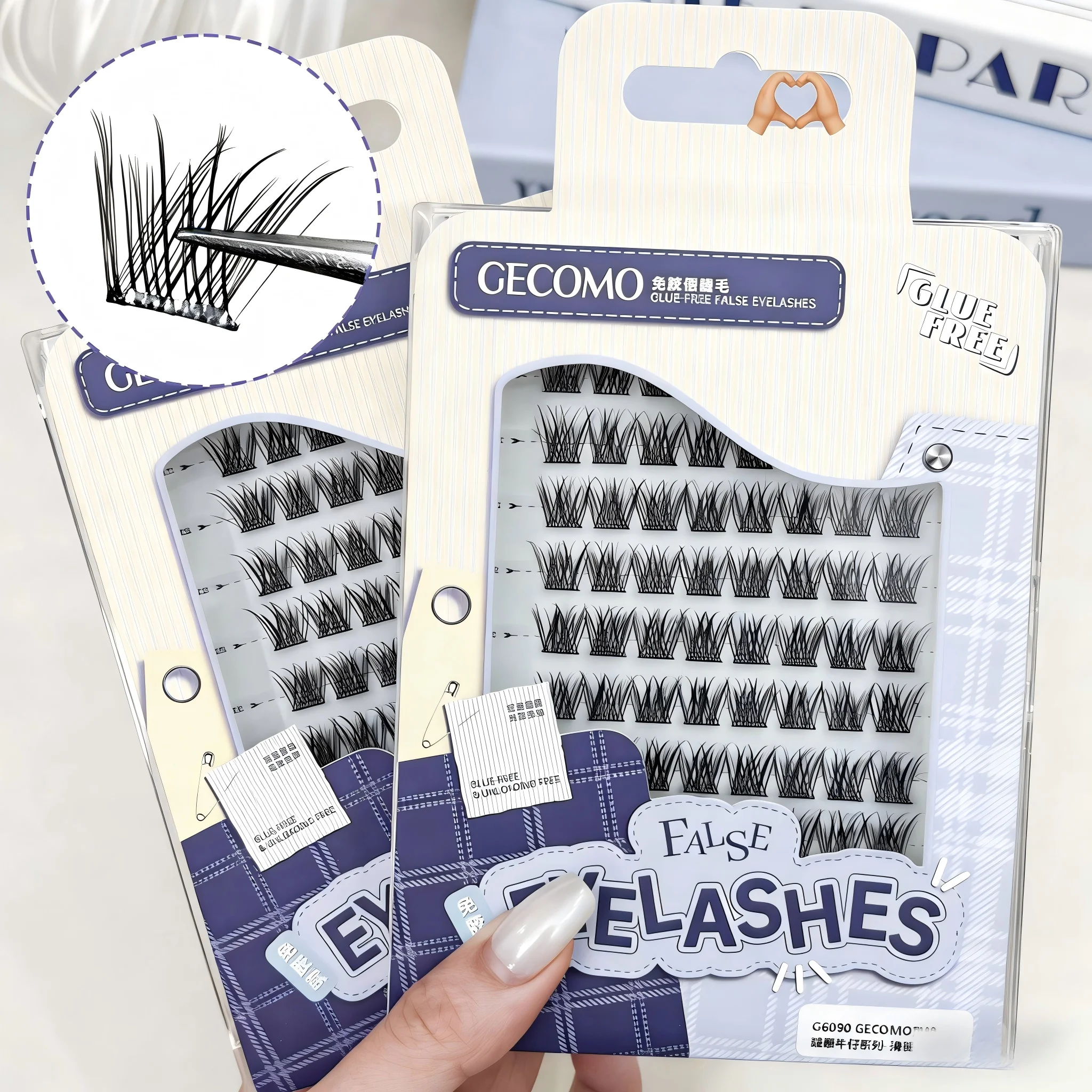 10 Row Large-Capacity Glue-Free False Eyelashes Natural Curling Segmented Eyelashes No Glue Needed Self-Adhesive Lashes