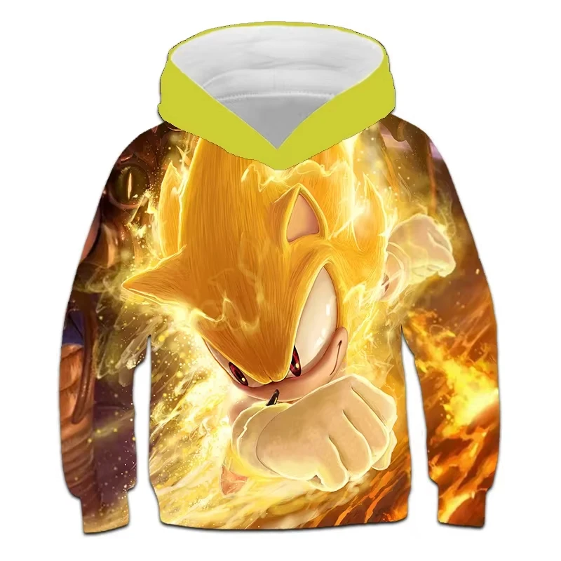 Kids Sonic Hoodie Baby Boys Girls Sweatshirts Cartoon Hoodies Children's Clothes Long Sleeve Tops Coats Pullovers