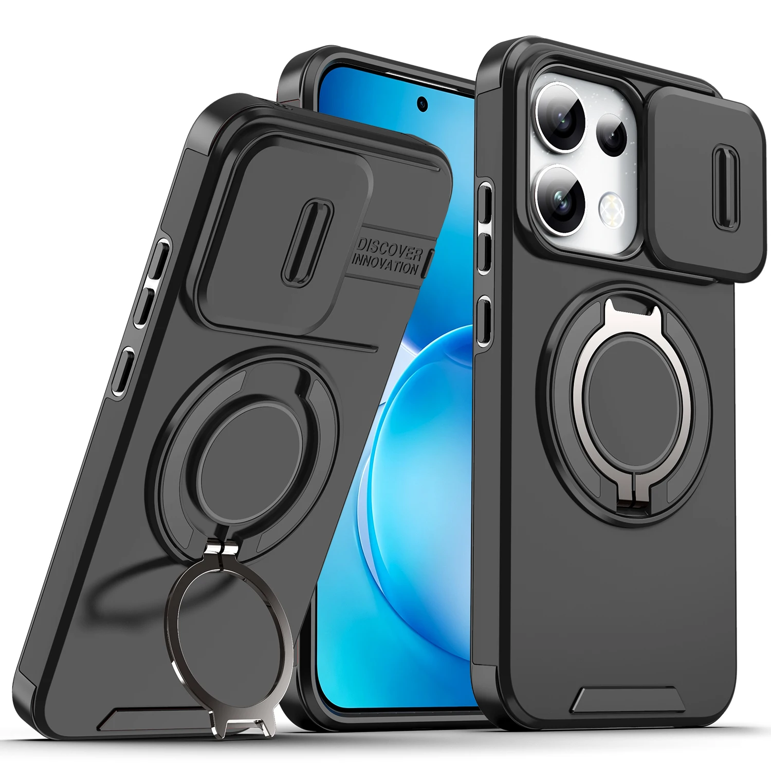 Etui z magnetycznym uchwytem i osłoną aparatu z przesuwanym okienkiem do OPPO Reno 16 Pro Reno16 F 5G Reno 16 FS 5G, pancerne etui ochronne Funda