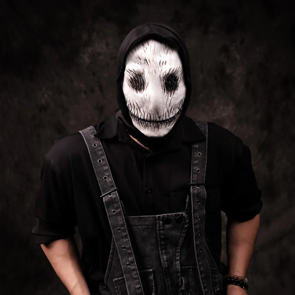 Máscara asesina sonriente espeluznante, decoración Horrible de zombis aterrador, máscara de terror espeluznante de látex realista, accesorio de vestuario para fiesta de Halloween