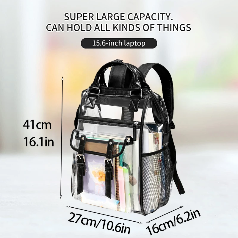 PVC Transparent Backpack with Large Capacity Waterproof Storage Bag Travel and Leisure Day bag Holiday Backpack Clear Bag