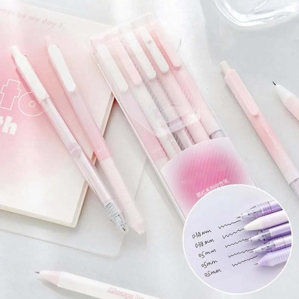 클립이 달린 탈착식 젤 볼펜, 빠른 건조 그라데이션 컬러, 플라스틱 글쓰기 펜, 학용품, 상자당 5 개, 0.5mm