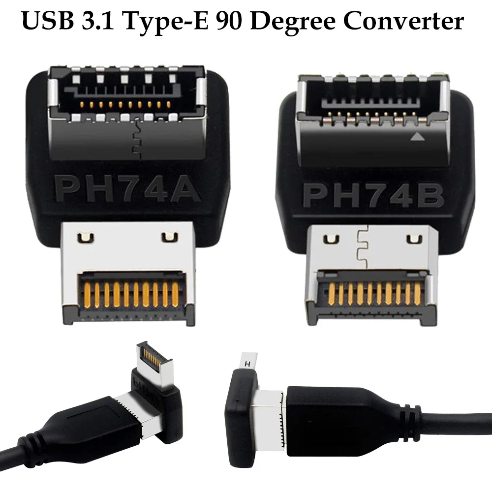 USB Header Adapter Computer Motherboard Type-C USB3.1 Type-E 90 Degree Converter Computer Accessories