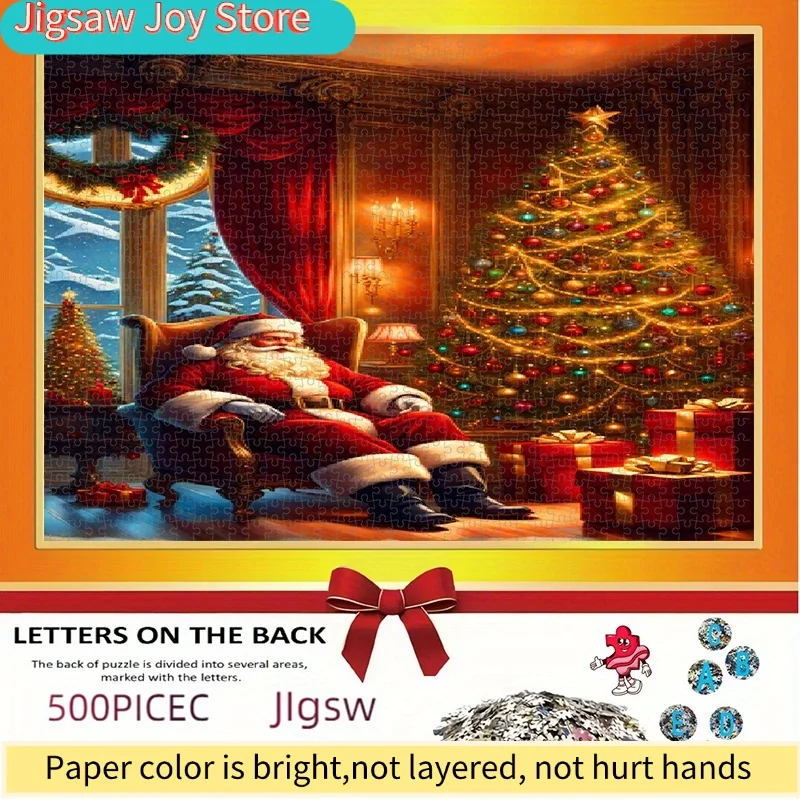 

Puzzle, DIY Paper Jigsaw, Santa Claus and Christmas Tree (Christmas, Santa Claus, Christmas Tree, Warm, Holiday, Gift), Adult