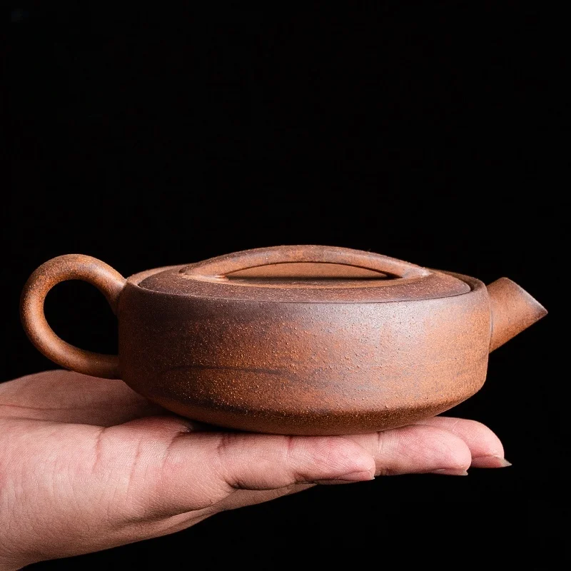 160ML Old Rock Mud Hanwa Teapot, Rough Pottery, Retro Vintage Brewing Kettle for Tea Ceremony
