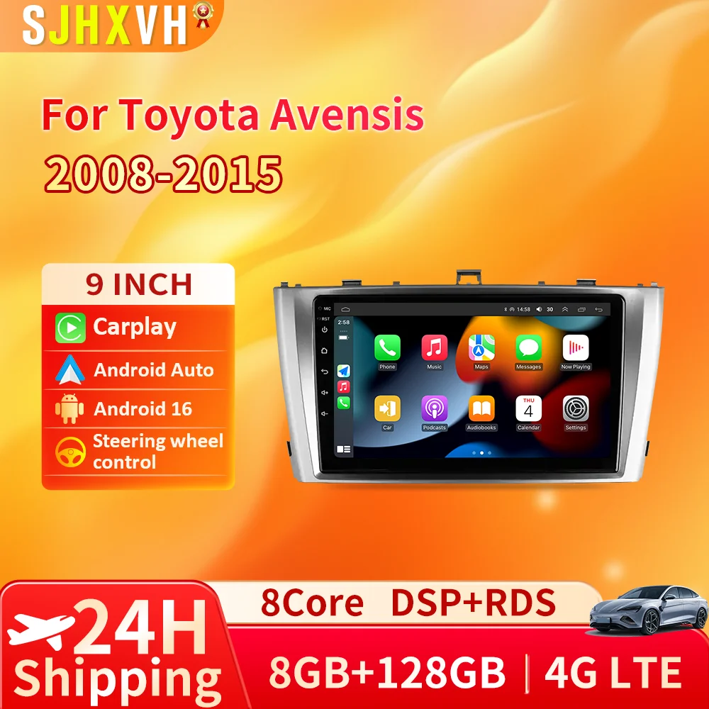 

Android 16 Car Radio For Toyota Avensis T27 2009 - 2015 Navigation GPS Multimedia Player Stereo wifi+4G Carplay auto video 2din