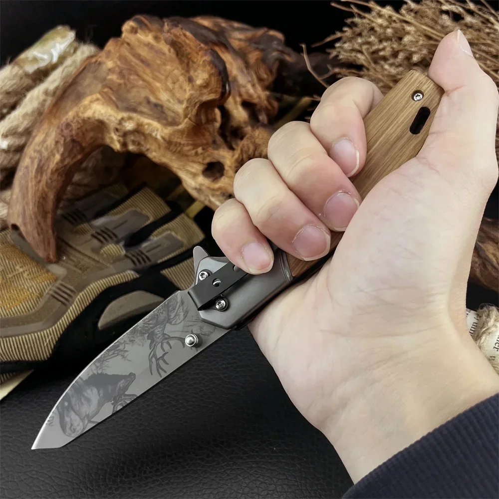 جديد عالي الجودة الغابة التكتيكية الإنقاذ سكين للفرد كل يوم حمل Gear5Cr13MoV شفرة خشب الزيتون مقبض أداة التنزه في الهواء الطلق #4