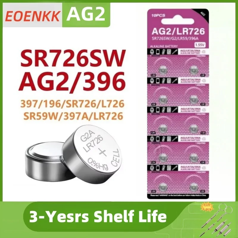 

2-50PCS 1.55V AG2 LR726 397 396A SR726 196 SR726SW CX59 LR59 SR59 396 Button Battery For Watch Toys Remote Cell Coin Batteries