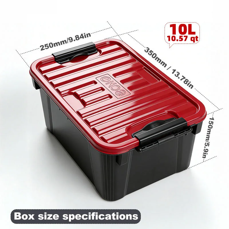 EKOA 10L/11QT Heavy Duty Storage Box with Lid, Stackable Plastic Storage Bins with Secure Latches & Reinforced Handles,Waterproo