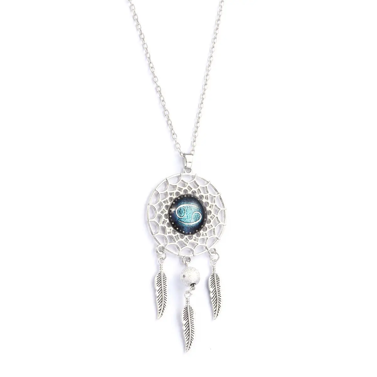 Cancer Zodiac Dream Catcher Necklace for Women – Elegant Bohemian Pendant Jewelry Gift