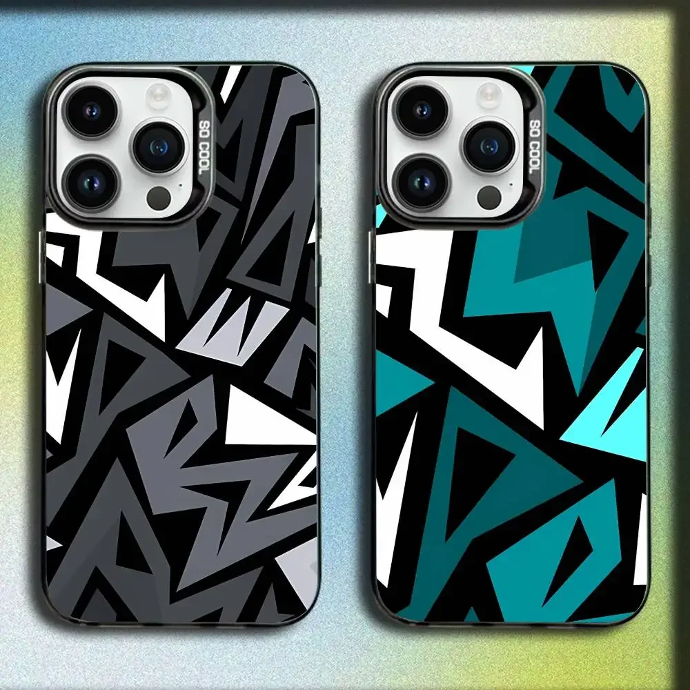 

Abstract Geometric Pattern Phone Case For iPhone 17,16,15,14,13,12,11,Pro,Max,Plus,E,SE4,Air,Mini Black IMD Box