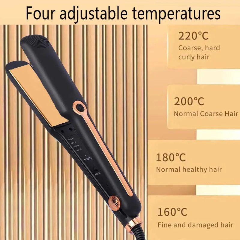 Professional 2 In 1 Hair Straightener Splint Ceramic Flat Iron Negative Ion Wide Plate Temperature Adjustable Straightening Iron - view 3