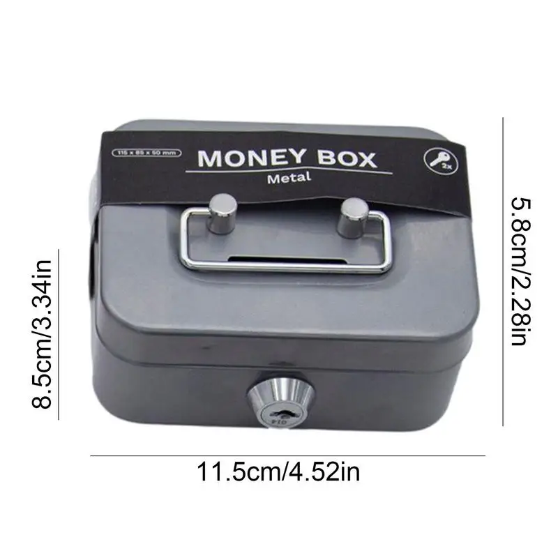 Money Safe Box Lockable Cash Box With Key Metal Key Money Bank Safe Lock Money Bank Metal Coin Bank Portable Sturdy For kids