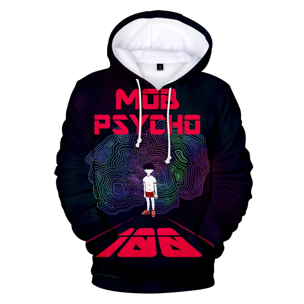 Mob Psycho-Sudadera con capucha y estampado 3D para hombre y mujer, suéter holgado de estilo Hip Hop, informal, Harajuku, Unisex, 100