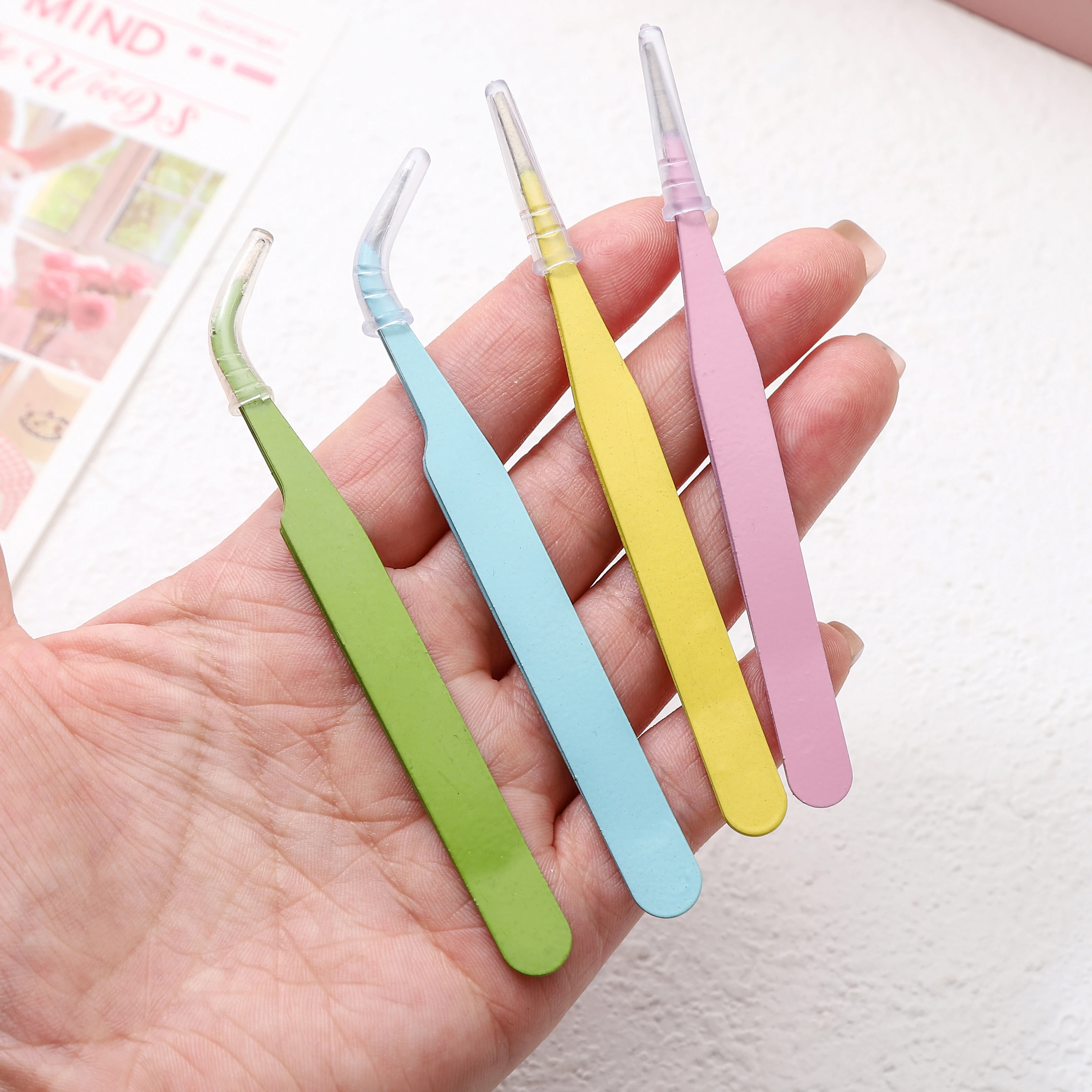 1pc Metal Colorful Precision Tweezers Straight/Curved Head Tweezers For DIY Jewelry Making Accessories Scrapbooking Picking Tool