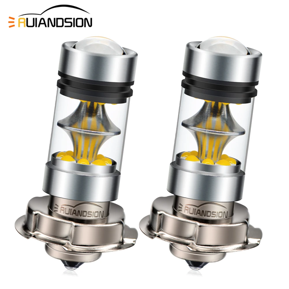 RUIANDSION 1Pcs P26S PH3s LED Motorcycles Headlight 10-30V 6000K White / Lemon Yellow for Harley Street Glide Suzuki GSX-R
