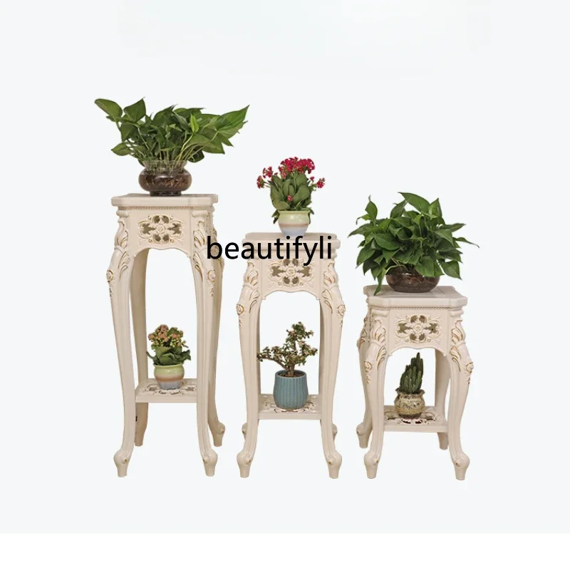 European-Style Simple Flower Stand Jardiniere Multi-Layer Living Room Floor-Standing Rack Imitation Solid Wood Flower Pot