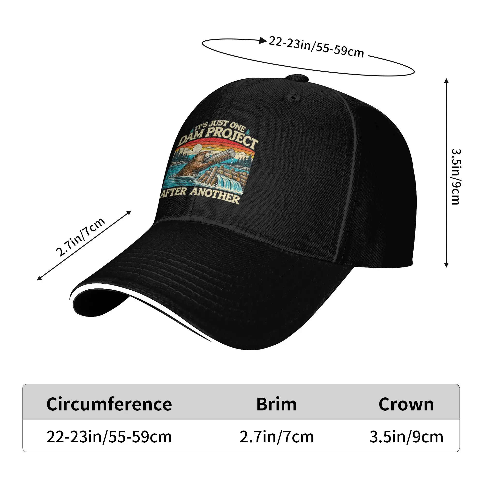 It's Just One Dam Project After Another Funny Beaver Sun Baseball Cap  Spring y2k Retro Hip Hop Hats For Unisex Snapback Cap