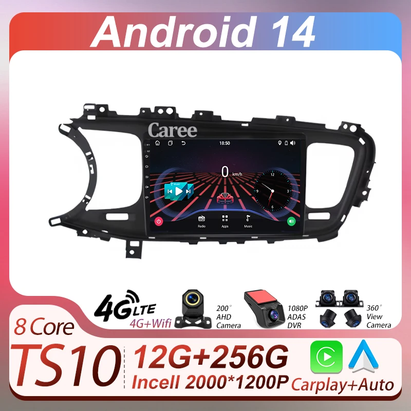 

Автомобильный стерео головное устройство Android 14 для Kia Optima 3 K5 TF 2010-2015 Радио Видео Мультимедийный плеер GPS CarPlay Монитор 2 Din Wi-Fi