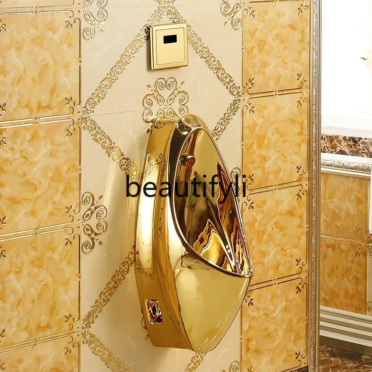 

Wall-mounted automatic induction golden urinal men's urinal ceramic urinal2005