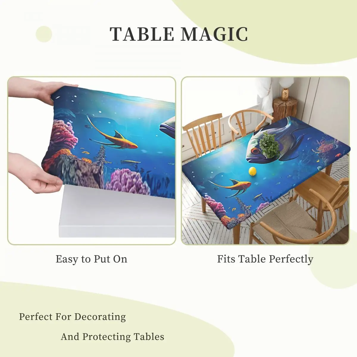 Great Fish Land Tropical Fish Customized Rectangular Tablecloth Waterproof Table Cover for Festival Decorations Table Cloth