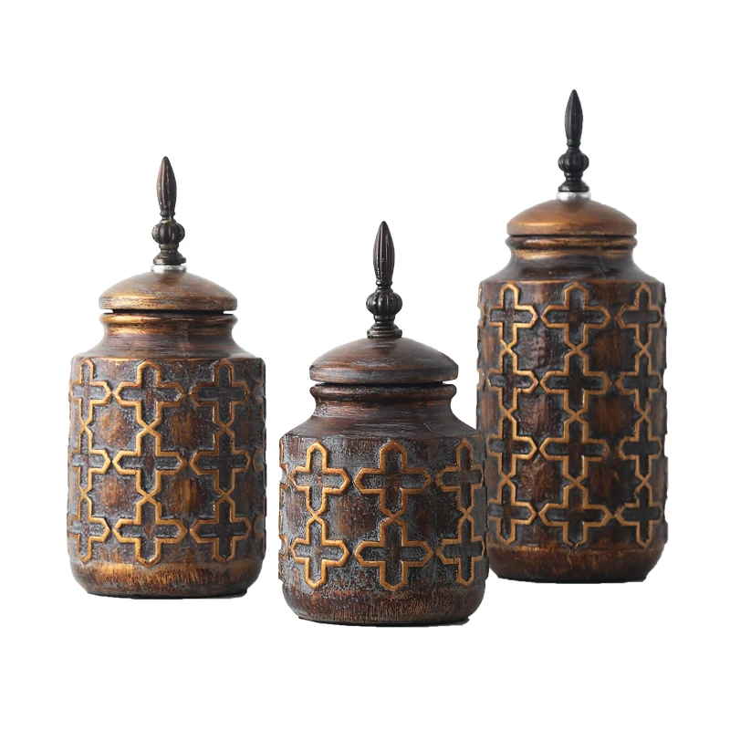 

Antique Ceramic Jar American Decoration Home Storage Can with Lid Storage Decoration Living Room Table Ginger Jar Decoration
