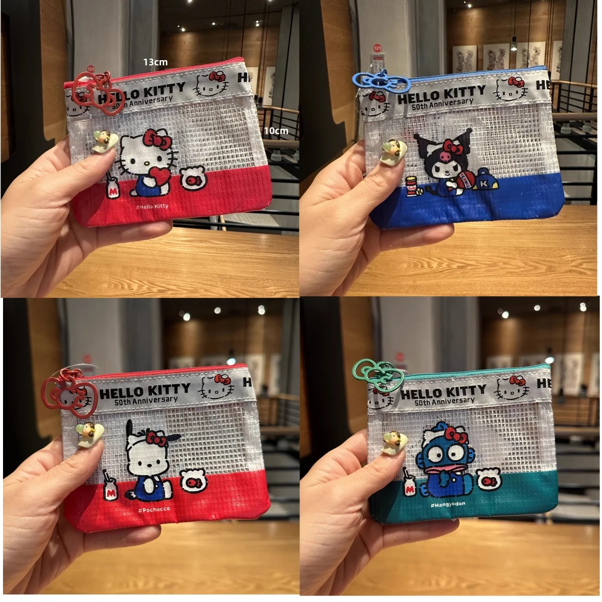 

sanrio cute cartoon kuromi coin wallet hello kitty PVC ugly fish zipper makeup lipstick headphone key storage bag ladies anime
