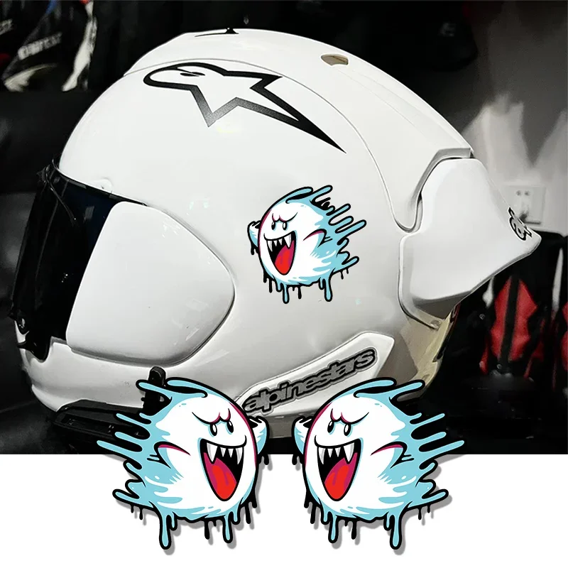 Melting Ghost Left and Right Motorcycle Helmet Stickers Motocross Body Cafe Racer Fuel Tank Decals Racing Window JDM Decoration