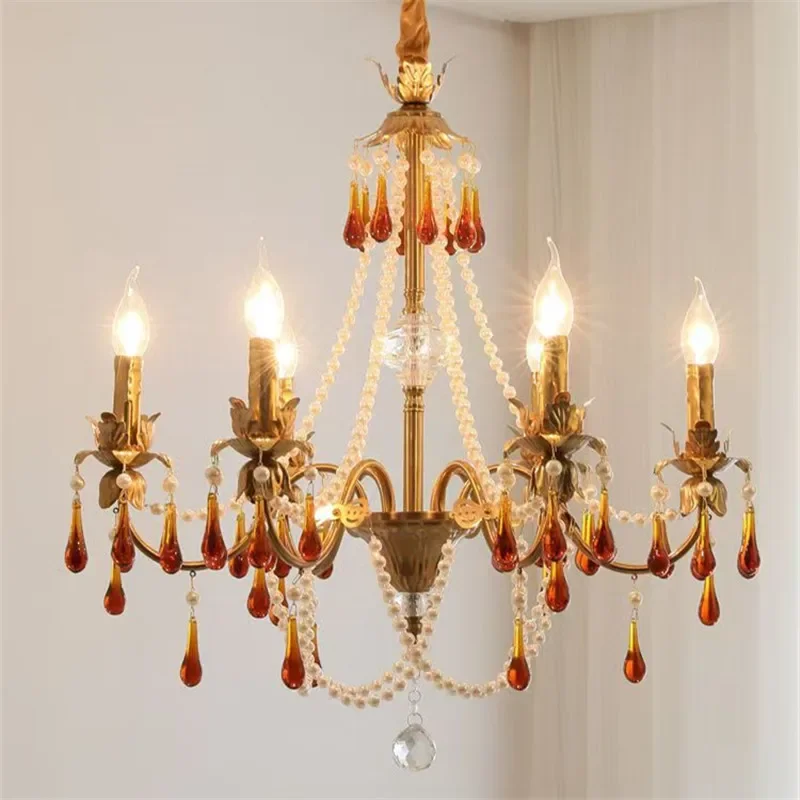 

DORIAN French Candle Brass Chandelier LED American Retro Living Room Restaurant Bedroom Study Villa Hotel Bar Cafe Pendant Lamp