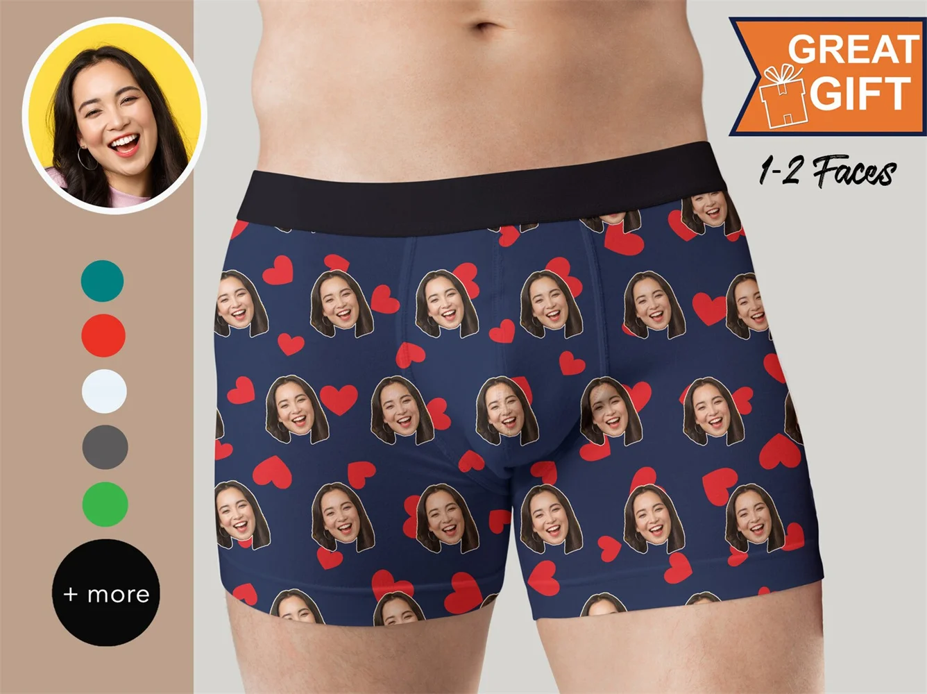 Custom Boxer briefs with Faces, Valentines Day Gift for Husband/boyfriend, Gift for him Anniversary/Christmas, Fathers Day gift