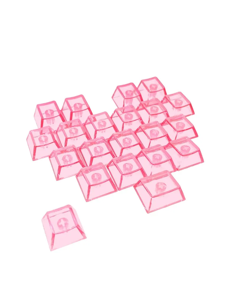 Customized powder transparent cute personality adaptation magnetic axis keyboard font-free keycap 21 keys light-transmitting