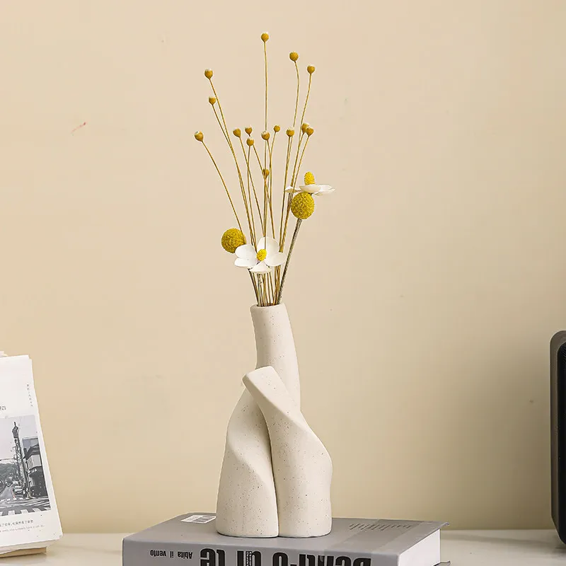 Premium Vintage Style Vase & Decorative Floral Arrangement, High-End Centerpiece for TV Cabinet,Entryway, Living Room,Home Decor