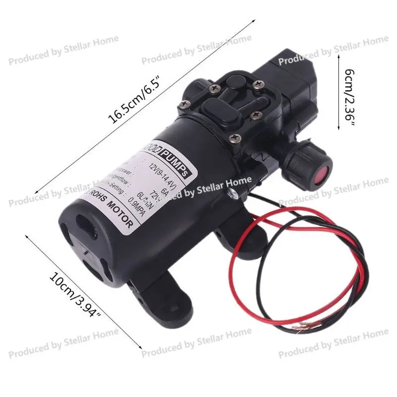 for DC 12V 130PSI 6L/Min Water High Pressure Diaphragm Self Priming 70W