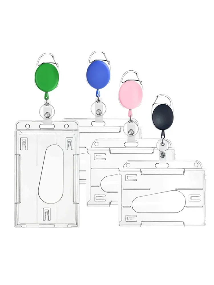 Bobine de Badge ovale rétractable en alliage de Zinc, Clip de permis de travail, exposition transparente, Clips d'étiquette de carte d'identité, porte-carte de travail