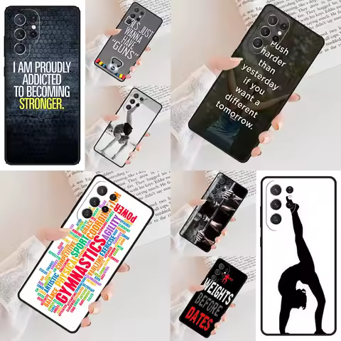 Bodybuilding Gym Fitness Quotes Phone Case For Samsung Galaxy S24 S23 S22 S21 Ultra S10 Note 10 Pro S20 Plus FE S9 S8 Cover