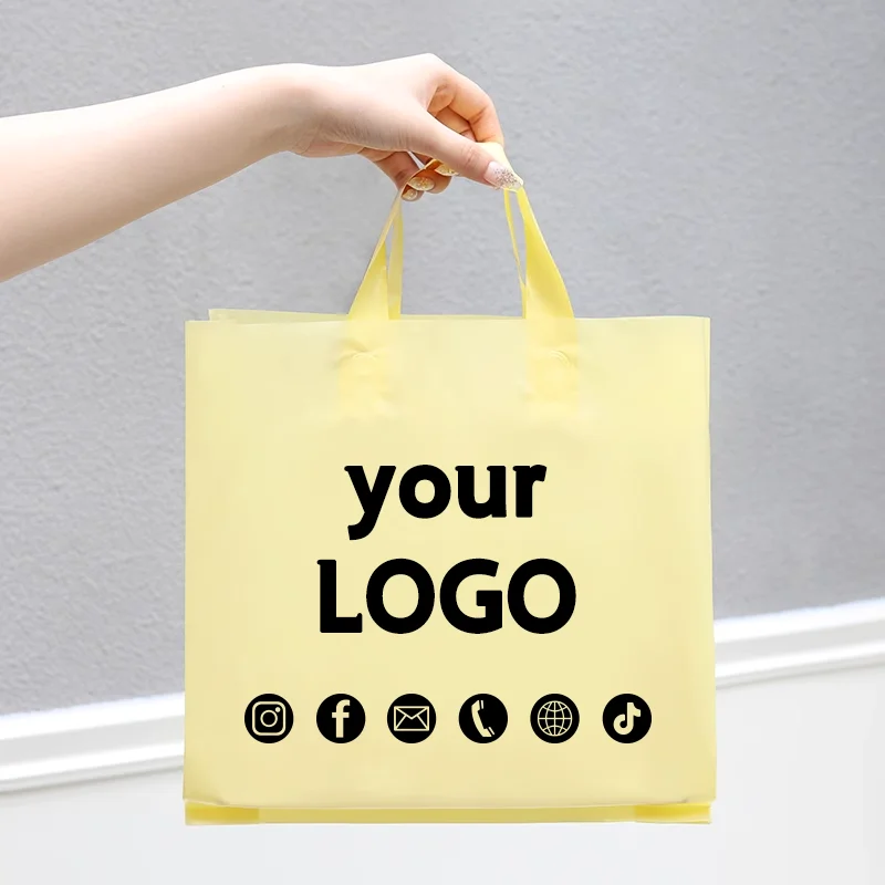 

Store Packaging Custom Logo Clothing Packaging Large Event Promotional Slogans Plastic Tote Bags Wedding Party Favor Bags