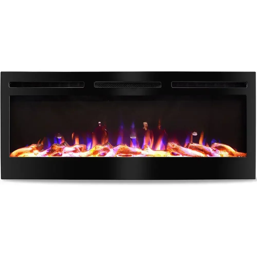 Living Room Electric Fireplace Decorative Wood 3d Indoor Fire Prevention Hidden Wall Mounted Home Heating with Remote Control