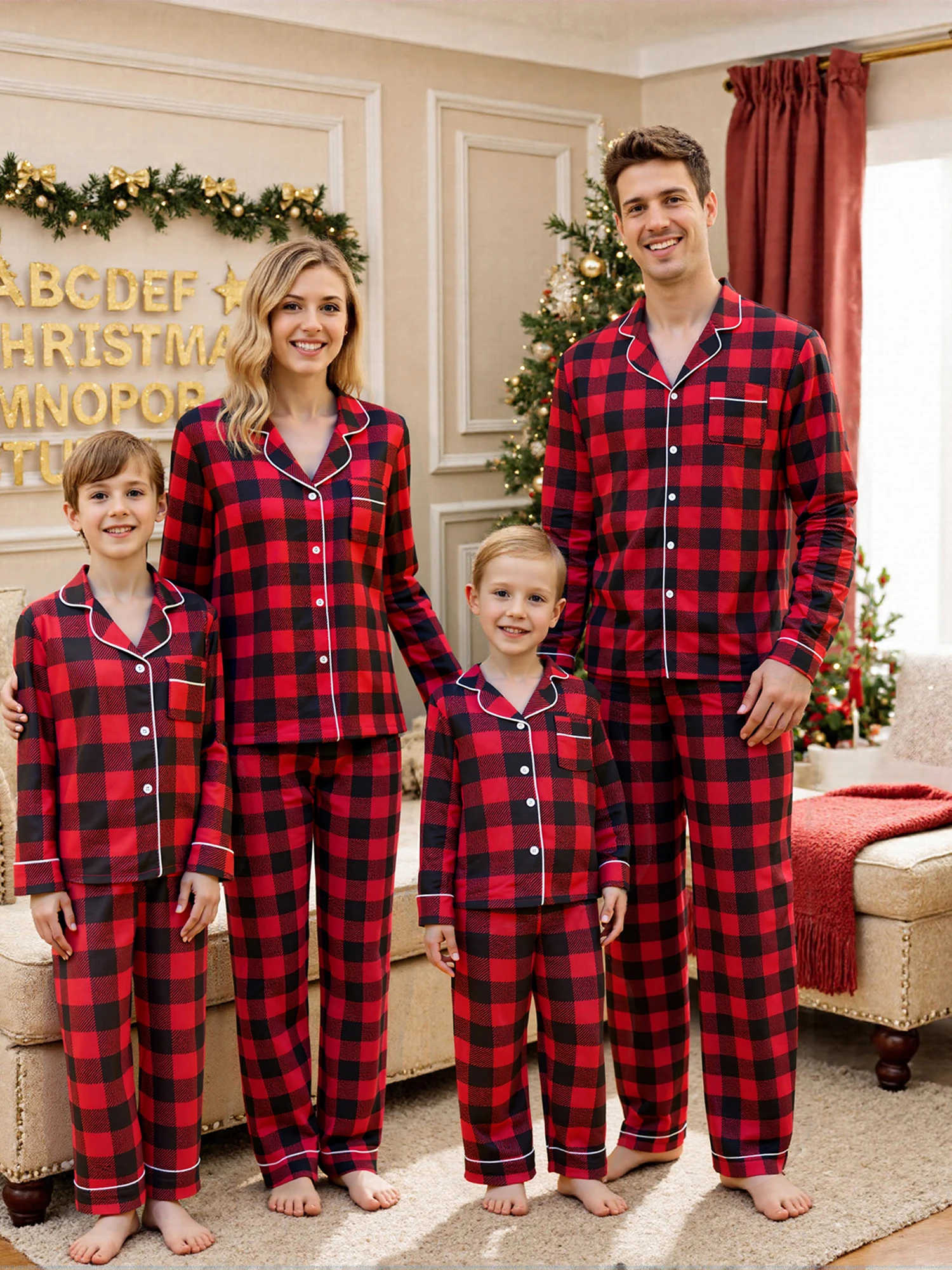 Pyjama de famille Noël assorti à carreaux