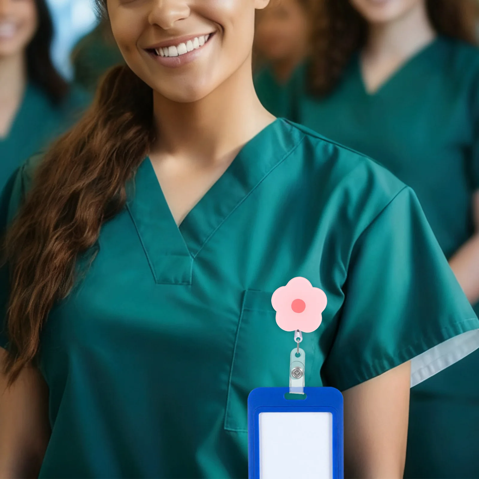 

6pcs Badge Holder Floral Name Tag Reel Easy Buckle Retractable Holders Work ID Chest Lanyard Nurse Cartoon Flower Stretch Clip