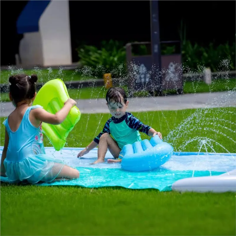 Doki Toy Interactive Water Slide Toy Whale Water Slide Play Toy Water Spray Slide Double Children Outdoor Water Spray Mat 2024