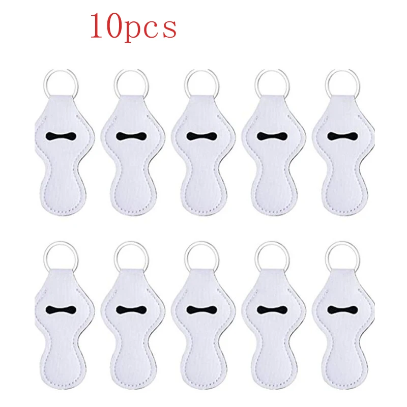 

10pcs Party Favor Sublimation DIY White Blank Neoprene Long Stripes Chapstick Holder Keychain