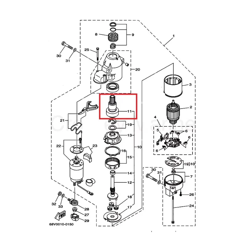 Over Run Clutch 67F-81832-00-00 For Yamaha Outboard Starter Motor