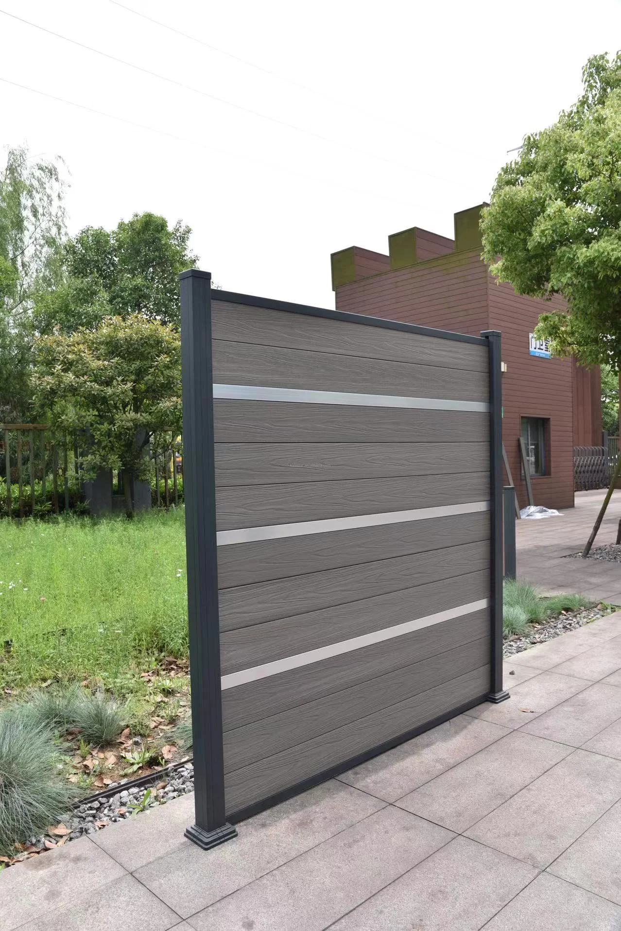 Wood Plastic With Metal Decoration Panel Composite Fence