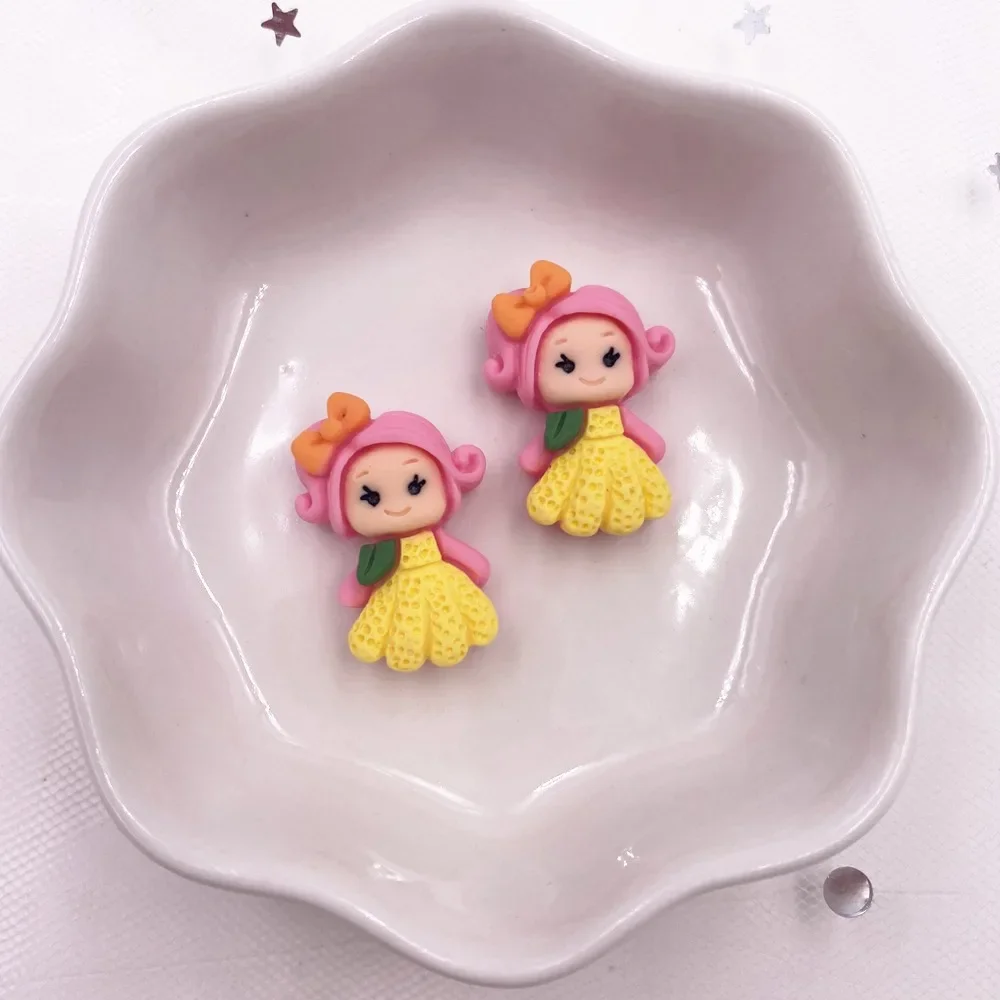 20pcs Colorful Resin Mini Girl Princess Anime Flatback Cabochon Scrapbook Craft DIY Accessory Decor Figurine OH69