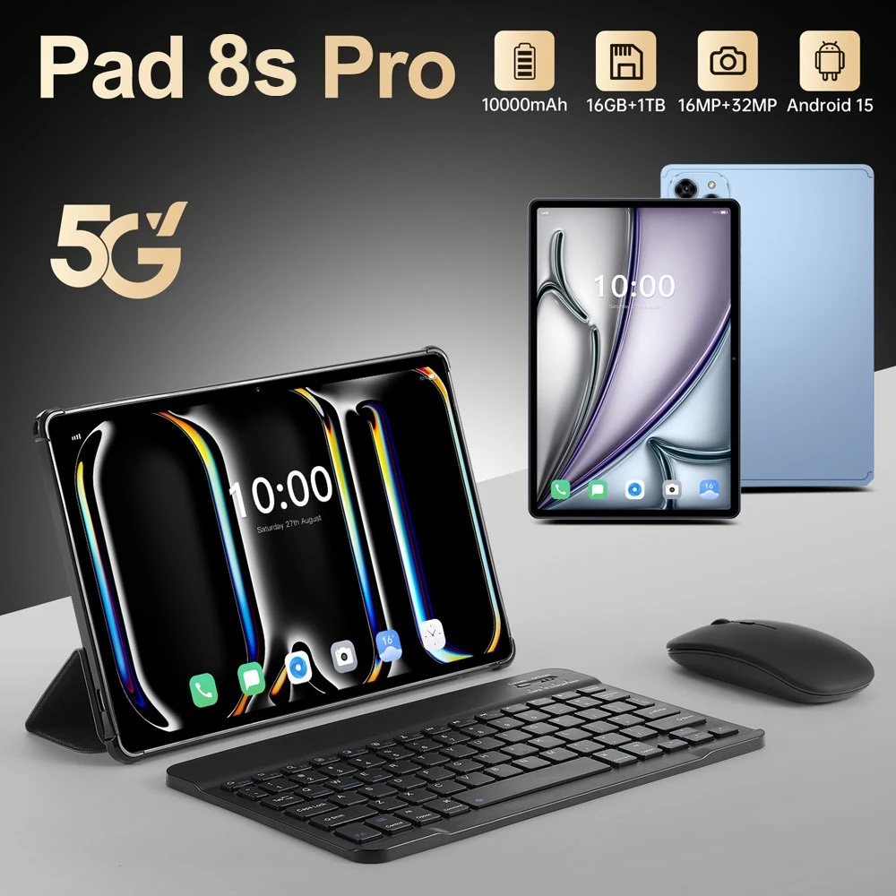 CHOTOG Pad 8s Pro Tablet Android Tablets 5G 10000mah 22GB+2TB Global Version Tablet PC 10.1 Inch GPS Face Recognition 5G Dual SIM WiFi Bluetooth for Kids Tabs