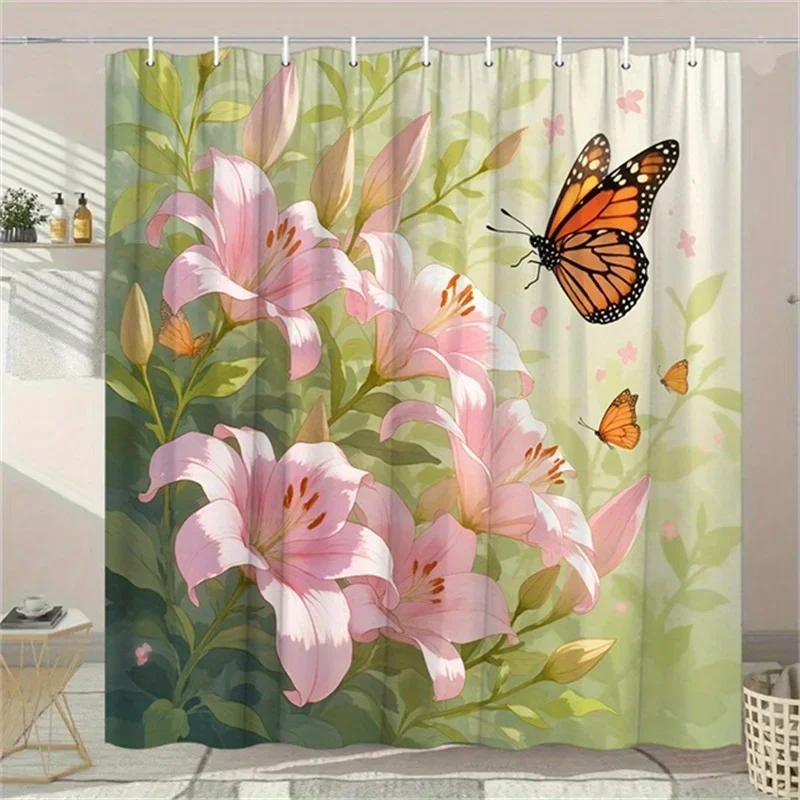 ~O~1 قطعة ستارة دش أرانب بيضاء - بيض عيد الفصح، سماء ليلية مرصعة بالنجوم، أوربس متوهجة، بوليستر، 70.8 × 70.8 بوصة، 12 خطافًا #6